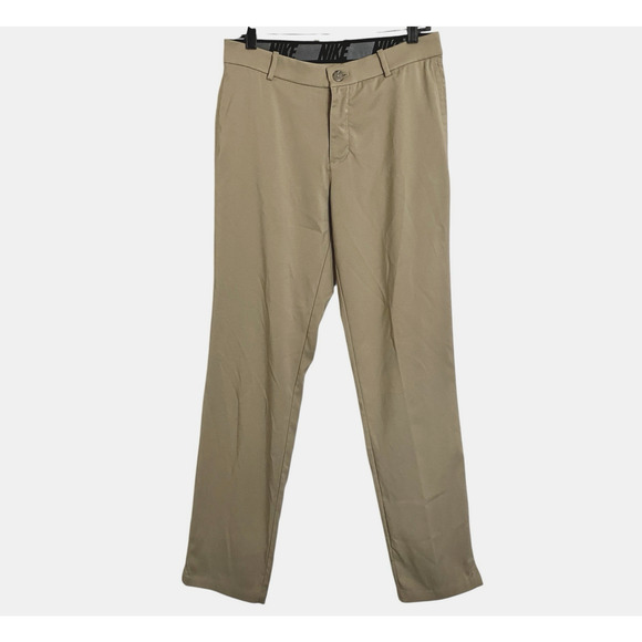 Nike Dri-Fit Golf Pants Mens M 32 34 Tan Beige Khaki Stretch Straight Leg - Picture 1 of 9